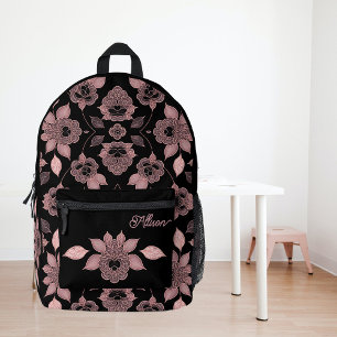 Sac À Dos Imprimé Élégant rose sur dentelle noire dans un style vint