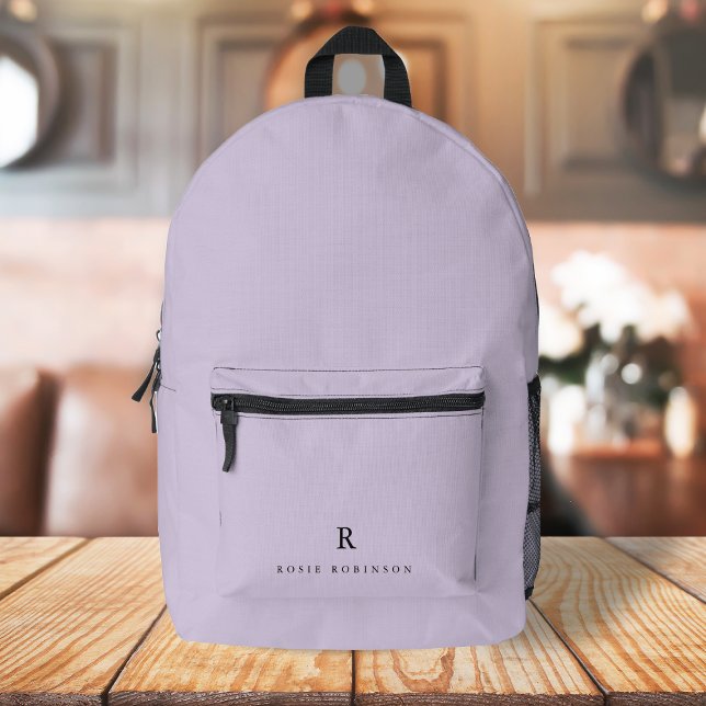 Sac À Dos Imprimé Élégant Sophisticé Classic Monogram Lilac (Créateur téléchargé)