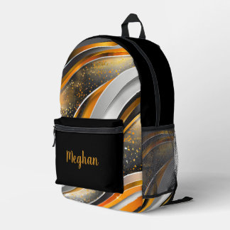 Sac À Dos Imprimé Elégant tourbillon or motif ajouter nom ado âge fi