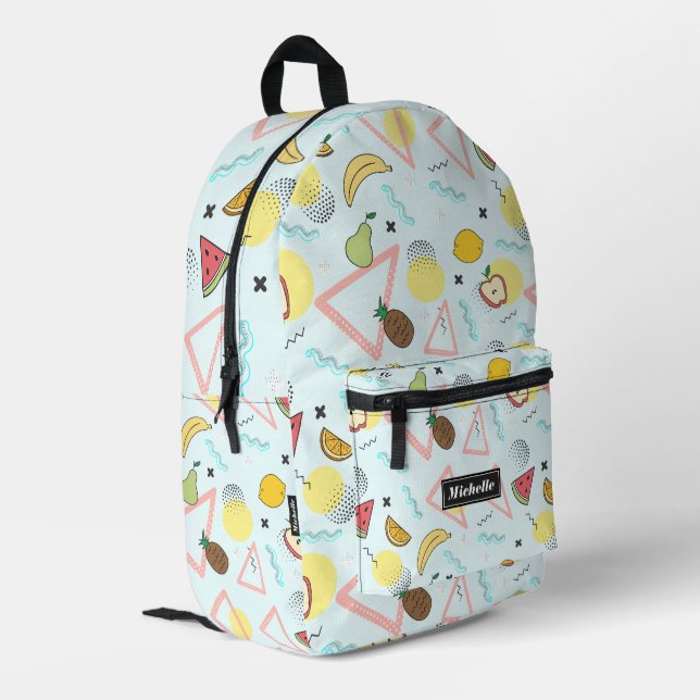 Sac À Dos Imprimé Elégant Tropical Summer Fruit Watermelon Bleu (Coin arrière gauche)