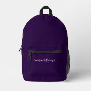 Sac À Dos Imprimé Élégant Type de script Initiales et nom Violet pro