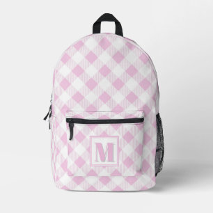 Sac À Dos Imprimé Élégant vichy rose blanc personnalisable avec mono