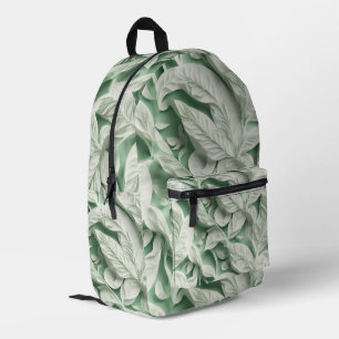 Sac À Dos Imprimé Élégant vintage blanc vert motif de feuille botani