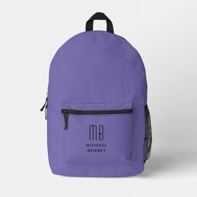 Sac À Dos Imprimé Élégant violet monogramme (Recto)