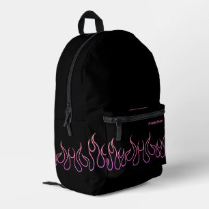 Sac À Dos Imprimé Élégant violet rose flamme noir École noire