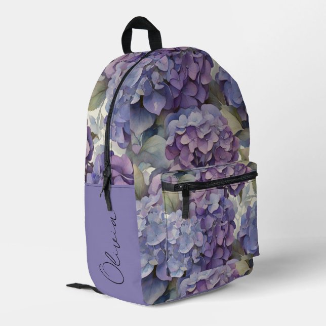 Sac À Dos Imprimé Elégante aquarelle bleu violet poussiéreuse (Coin arrière gauche)