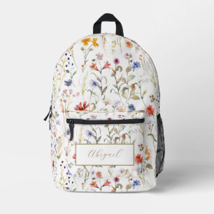 Sac À Dos Imprimé Elégante aquarelle fleur sauvage customisée
