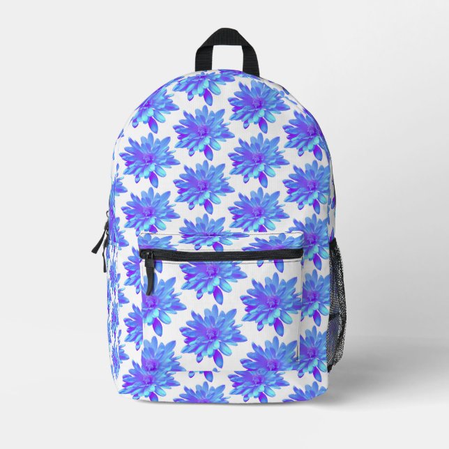 Sac À Dos Imprimé Élégante fleur florale violette bleu (Recto)