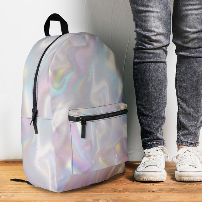 Sac À Dos Imprimé Élégante Holographique Rose Pearl Girl (Stylish Holographic Pink Pearl Girly Printed Backpack
)