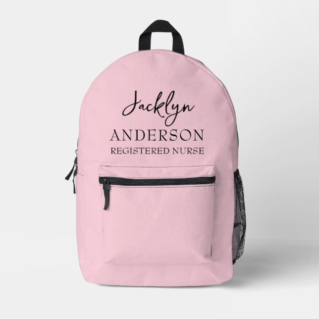 Sac À Dos Imprimé Élégante Infirmière personnalisée rose-blanc (Recto)