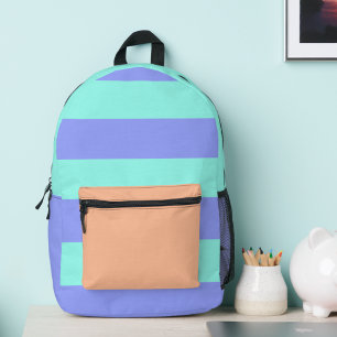 Sac À Dos Imprimé Elégante pêche, rayures violettes et menthe