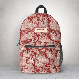 Sac À Dos Imprimé Elégante toile rouge vintage de jouy