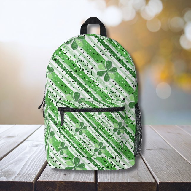 Sac À Dos Imprimé Élégantes rayures vertes et blanches Shamrock Pail (Créateur téléchargé)