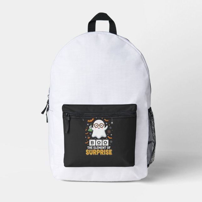 Sac À Dos Imprimé Élément de surprise de fantôme de design Halloween (Recto)