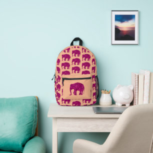 Sac À Dos Imprimé Éléphant rose pailleté motif scintillant pêche