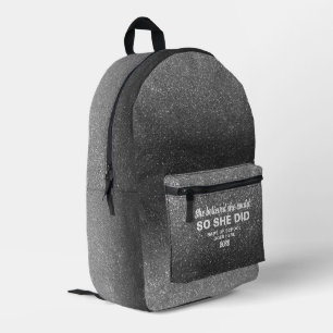 Sac À Dos Imprimé Elle a cru qu'elle pouvait Argent Paillettes Noire
