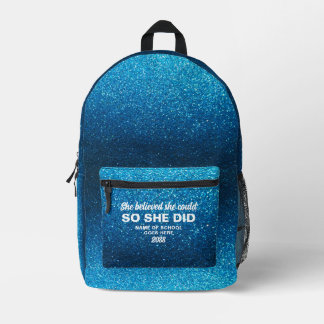 Sac À Dos Imprimé Elle a cru qu'elle pouvait Paillettes de bleu aqua