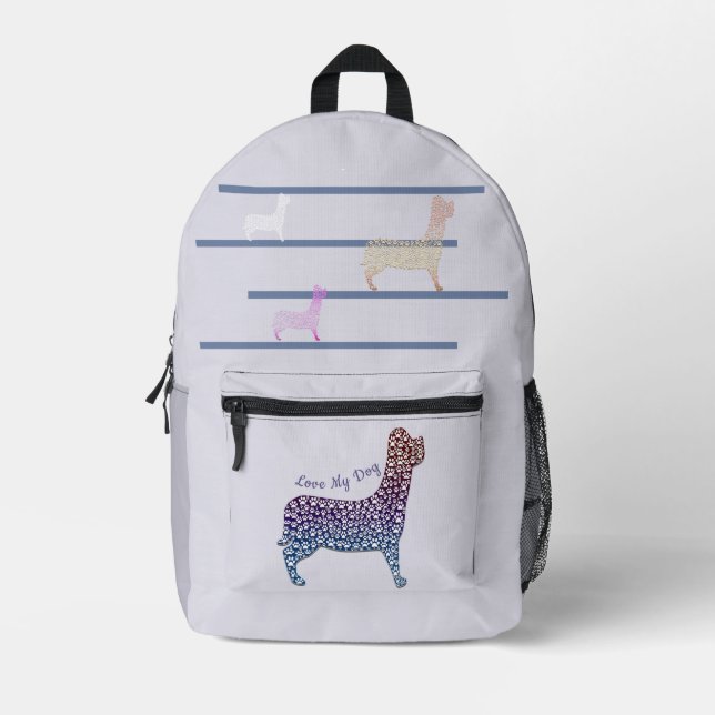 Sac À Dos Imprimé Embossed Indigo Gradient Paw Print Dog Outline (Recto)