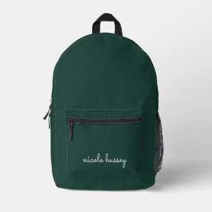 Sac À Dos Imprimé Émeraude verte   Moderne Monogramme élégant