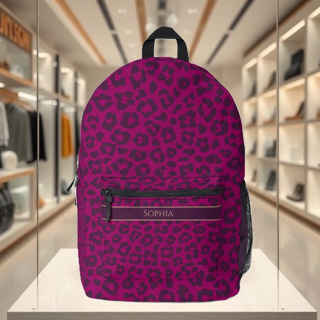 Sac À Dos Imprimé Empreinte de léopard-Magenta (Leopard Print-Magenta- Printed Backpack )