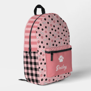 Sac À Dos Imprimé Empreinte de patte Nom du chien des os et balles r