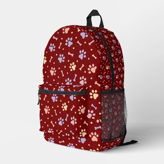 Sac à dos imprimé Empreinte de patte Pastel mignon (Coin arrière droit)