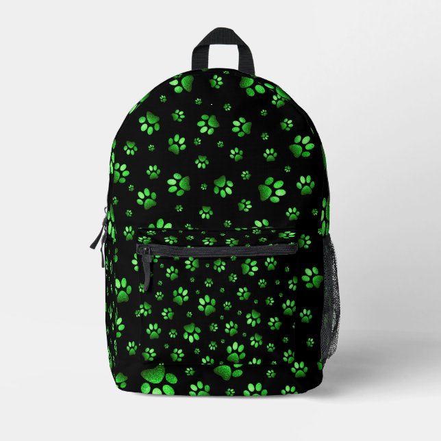 Sac À Dos Imprimé  Empreinte de patte scintillement vert pailleté, (Recto)