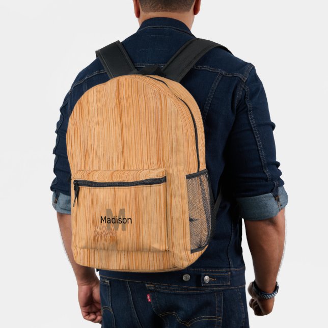 Sac À Dos Imprimé Empreinte en bambou orange sur mesure Monogramme (Insitu (Modèle))