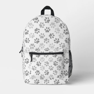 Sac À Dos Imprimé Empreintes de pattes de doodle gris