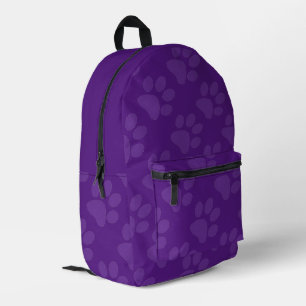 Sac À Dos Imprimé Empreintes de pattes violets