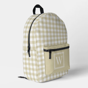 Sac À Dos Imprimé En vichy blanc et beige Check Plaid Monogramme