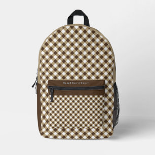 Sac À Dos Imprimé En vichy Brown