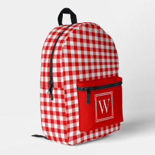 Sac À Dos Imprimé En vichy rouge et blanc Vérifier le monogramme pla