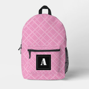 Sac À Dos Imprimé En vichy vérifier le monogramme rose et blanc
