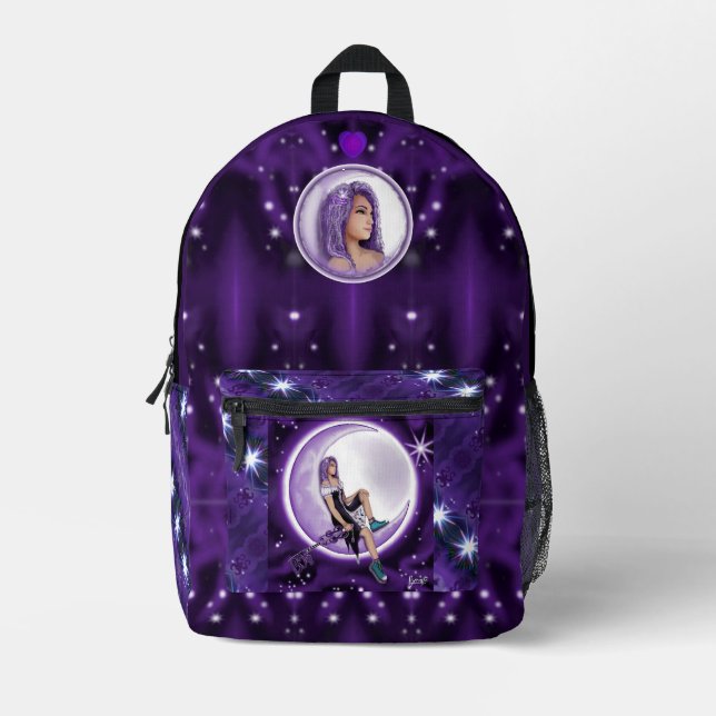 Sac À Dos Imprimé Enfant de lune violette (Recto)