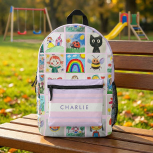 Sac À Dos Imprimé Enfants Art 25 Dessins Collage School