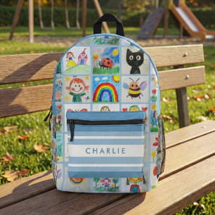 Sac À Dos Imprimé Enfants Art 25 Dessins Collage School