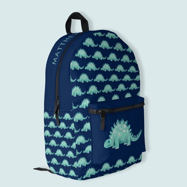 Sac À Dos Imprimé Enfants Dinosaur Stegosaurus Prénom (Cute, boys, dinosaur backpack - just add your child's name of choice of text.)
