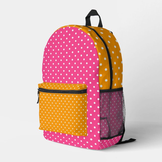 Sac À Dos Imprimé Enfants Rose Jaune Pois (Coin arrière droit)