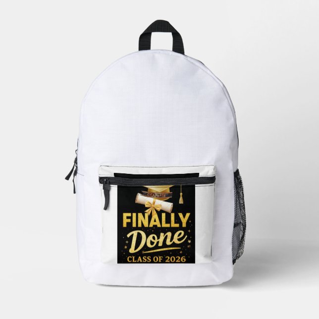 Sac À Dos Imprimé Enfin fait, design de remise des diplômes de la pr (Recto)