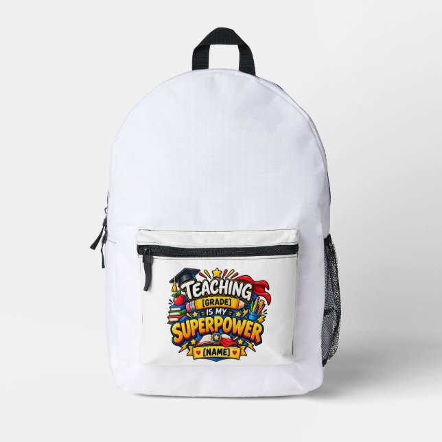 Sac À Dos Imprimé Enseigner est mon super-pouvoir (Recto)