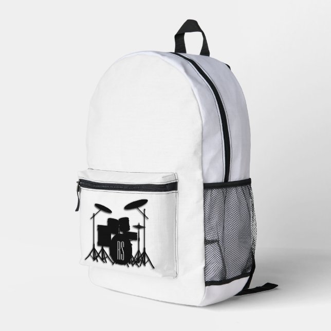 Sac À Dos Imprimé Ensemble de batterie à monogramme  (Coin arrière droit)