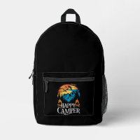 Équipage de camping rétro vintage campeur heureux 