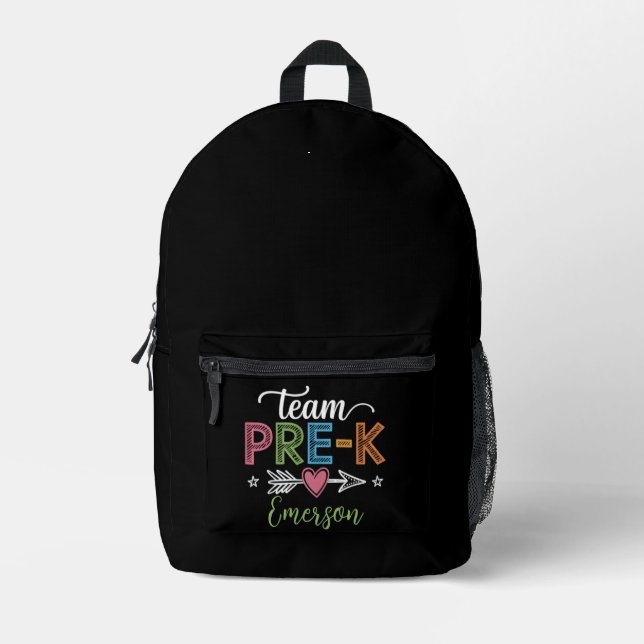 Sac À Dos Imprimé Équipe de nom personnalisé Enseignant de maternell (Recto)