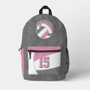 Sac À Dos Imprimé équipe de volley-ball rose gris couleurs nom de l'