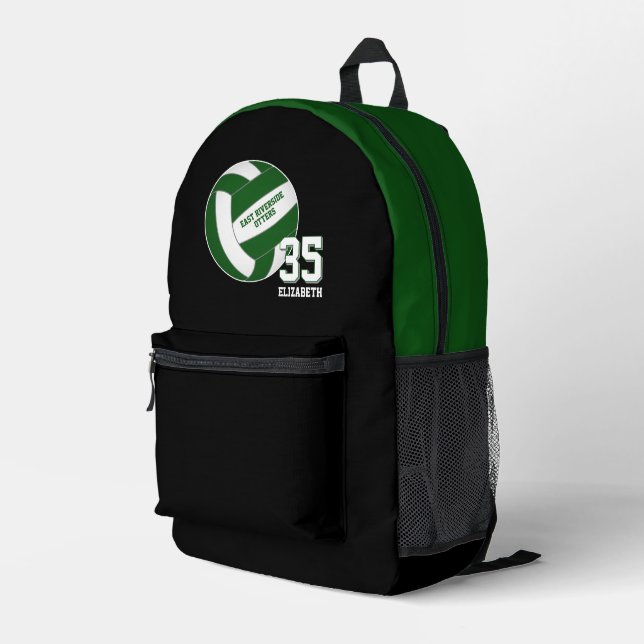 Sac À Dos Imprimé équipe de volley-ball vert couleurs filles garçons (Coin arrière droit)