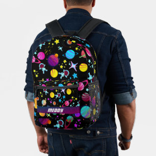 Sac À Dos Imprimé espace extérieur galaxie planètes couleur noir