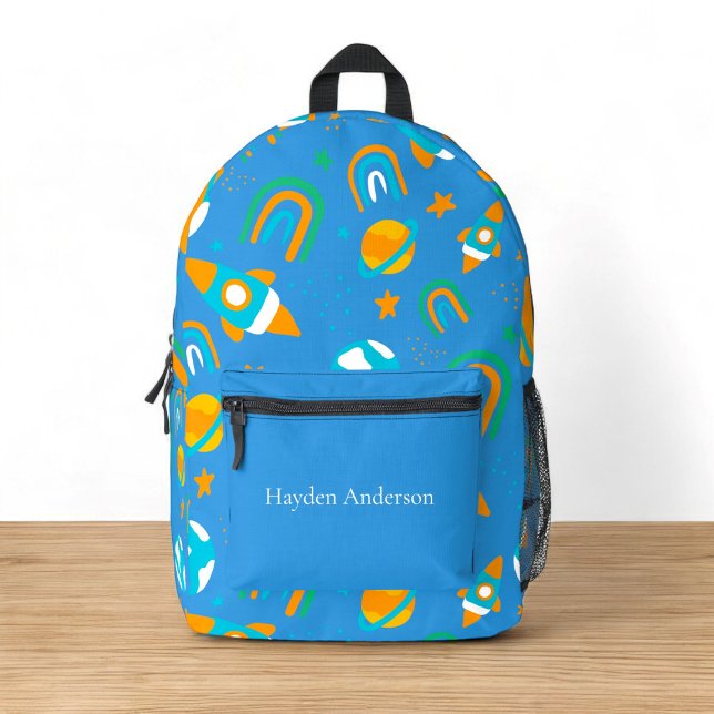 Sac À Dos Imprimé Espace moderne personnalisé et tendance enfants (personalized blue spack kids school backpack)