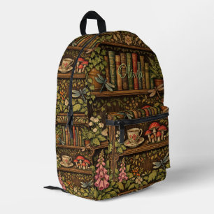 Sac À Dos Imprimé Étagère rétro en forme de libellules et fleurs de