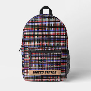 Sac À Dos Imprimé États-Unis moderne tartan multicolore dessiné main